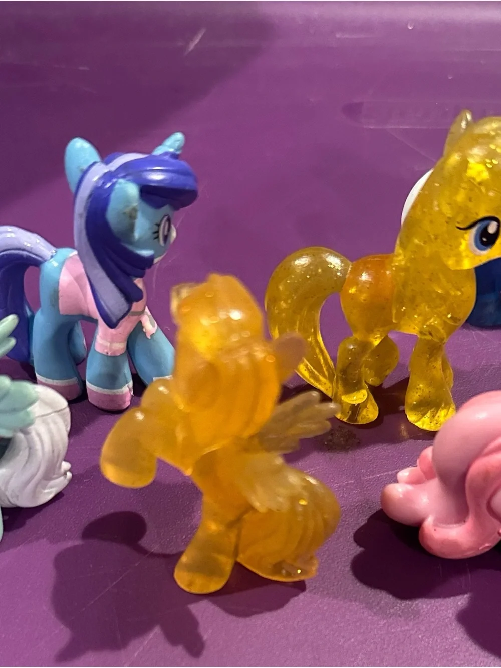 Hasbro Pink and Yellow Glitter Pony Figurine Duo